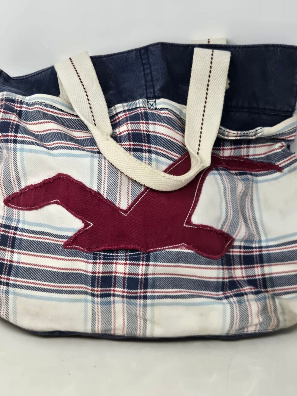 Vintage Hollister Women’s Plaid Tote Bag Y2K Blue Rare